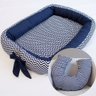 Kit Ninho Redutor+Almofada Amamentação Chevron Azul Marinho - 1