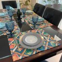 Ver imagem 2 de Kit 8 Serviços Americanos Jacquard Concha fundo Azul Forte - 35x45cm