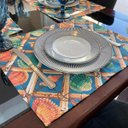 Ver imagem 3 de Kit 8 Serviços Americanos Jacquard Concha fundo Azul Forte - 35x45cm