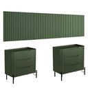 Ver imagem 4 de Conjunto Cabeceira Super King 400cm C/ 2 Mesas de Cabeceira Cor:musgo com Preto