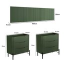 Ver imagem 3 de Conjunto Cabeceira Super King 400cm C/ 2 Mesas de Cabeceira Cor:musgo com Preto