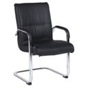 Ver imagem 4 de Kit com 2 Cadeiras Office Base Fixa em Aço Cromado e Couro Ecologico Austin Preto