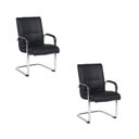 Ver imagem 2 de Kit com 2 Cadeiras Office Base Fixa em Aço Cromado e Couro Ecologico Austin Preto