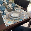 Ver imagem 1 de Kit 10 Serviços Americanos Jacquard Concha fundo Azul Claro - 35x45cm