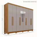 Ver imagem 4 de Guarda-Roupa Casal com Espelho 8 Portas 241cm Multimóveis Cinamomo/Off White