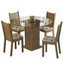 Ver imagem 2 de Conjunto Sala de Jantar Madesa Débora Mesa Tampo de Vidro Redondo 4 Cadeiras - Rustic/hibiscos