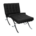 Ver imagem 1 de Poltrona com Banqueta Barcelona Base Cromada Couro Natural Legitimo:preto