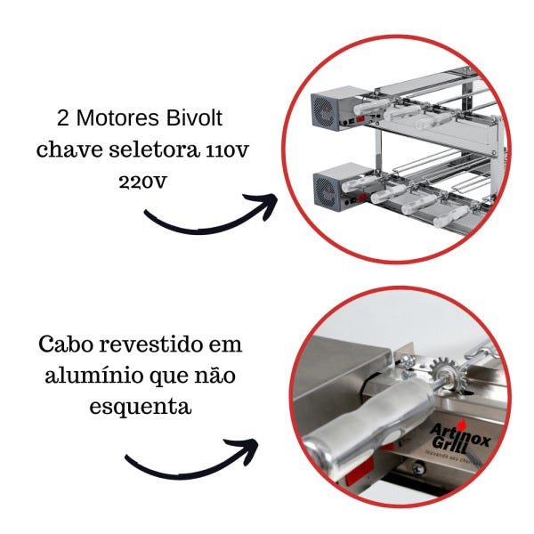 Churrasqueira Elétrica Giratória Inox 7 Espetos Modelo 2A Mot Esquerdo - 4