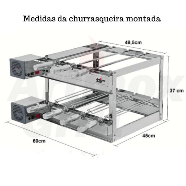 Churrasqueira Elétrica Giratória Inox 7 Espetos Modelo 2A Mot Esquerdo - 2