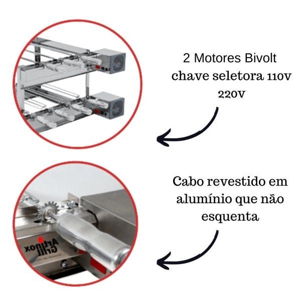 Churrasqueira Elétrica Giratória Inox 11 Espetos Modelo 2A Mot Direito - 4