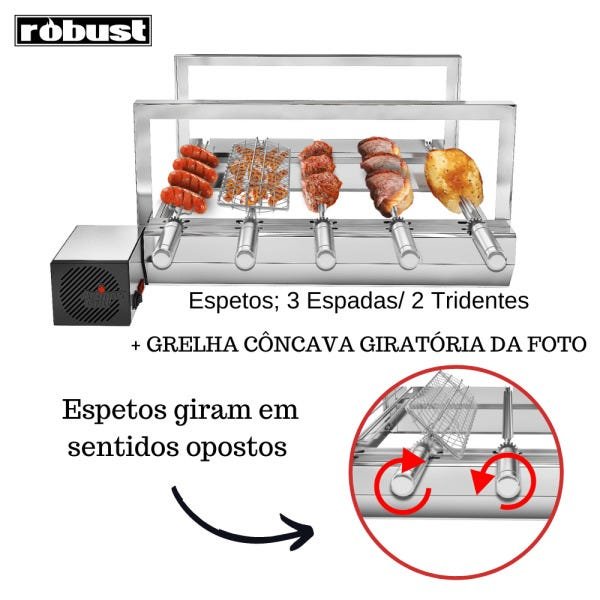 Churrasqueira Elétrica Giratória 5 Espetos Mod. AG Robust Mot Esquerdo - 3