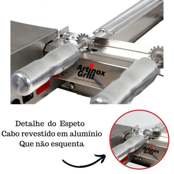 Churrasqueira Elétrica Giratória Inox 4 Espetos Modelo Baixo Mot Esquerdo - 5