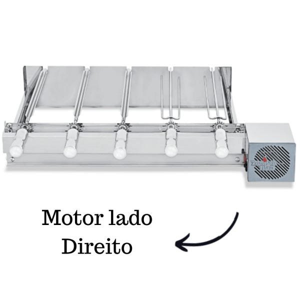 Churrasqueira Elétrica Giratória Inox 5 Espetos Modelo Baixo Mot Direito - 1