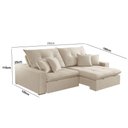 Ver imagem 3 de Sofá com Chaise Império 3 Lugares Retrátil 250cm Creme Boucle Meu Sofá Online
