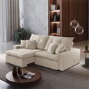 Ver imagem 5 de Sofá com Chaise Império 3 Lugares Retrátil 250cm Creme Boucle Meu Sofá Online
