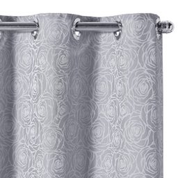 Cortina Jacquard Atenas Flowers 2,70 M X 2,30 M Cinza - 1