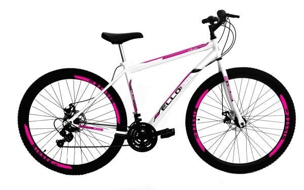 Bicicleta Aro 29 Shimano Freio à Disco 21M. Velox Branca/Pink - Ello Bike - 1