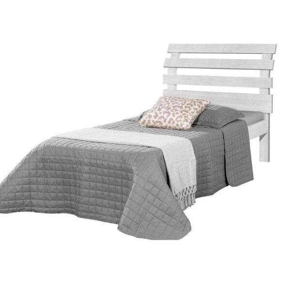 Cama de Solteiro de Madeira Maciça Branca - 2