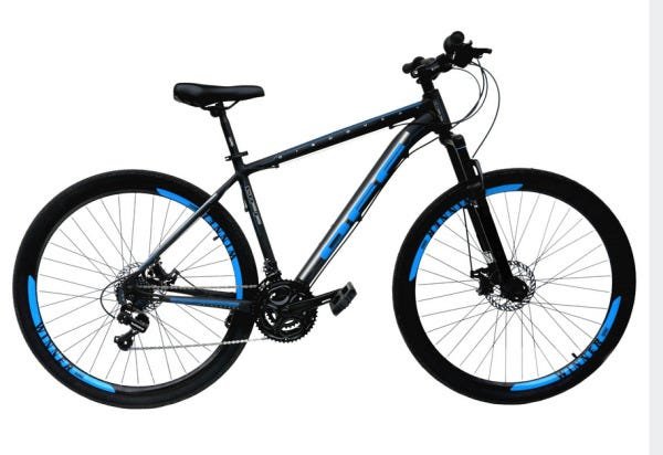 Bicicleta Aro 29 Off Alumínio Disco Suspensão Preto/Azul Tamanho:19 - 1