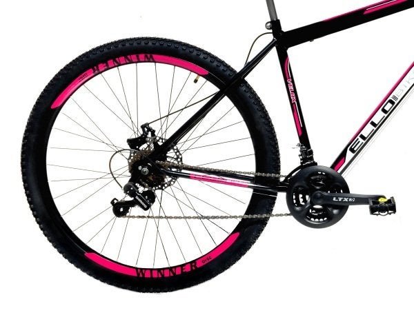 Bicicleta Aro 29 Shimano Freio à Disco 21M. Velox Preto/Pink - Ello Bike - 5
