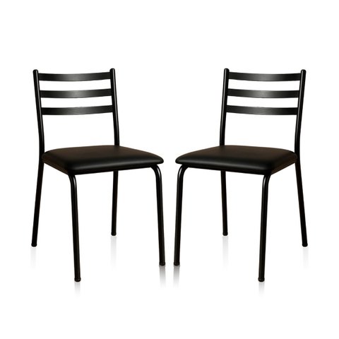 Kit 2 Cadeiras para Mesa de Jantar Cozinha Assento Estofado Isa Preta