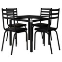 Ver imagem 1 de Mesa 4 Cadeiras Malva Tampo Vidro 75cm Preto