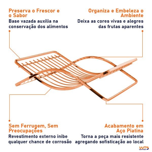 Fruteira de Mesa Rosé Gold Aço Piatina - Wp Connect - 5