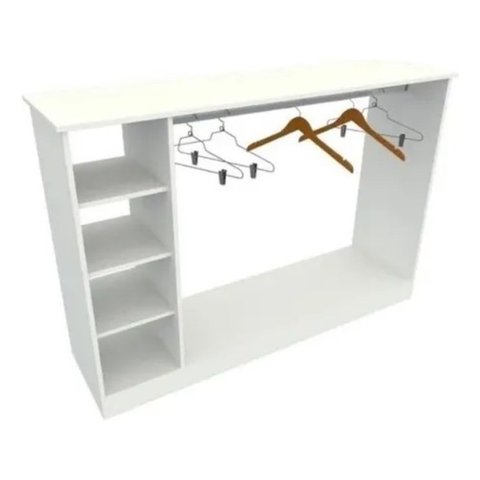 Balcão Expositor Central Cabideiro Arara Loja 1,50m G1 Branco Cód.406