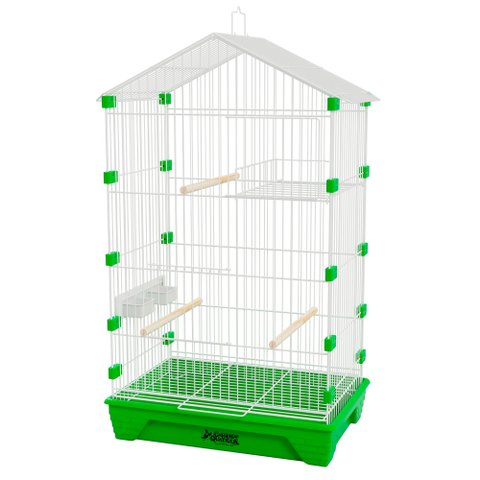 Gaiola Travas Plásticas Malha Fina para Periquito Quatiguá:branco+verde