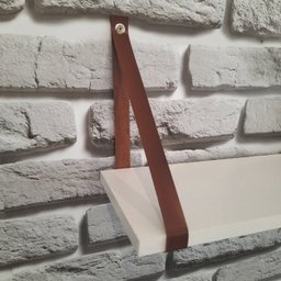 Prateleira Com Alças De Couro - MDF de 40cm - Alça Caramelo - 4