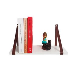 Prateleira Com Alças De Couro - MDF de 40cm - Alça Caramelo - 1