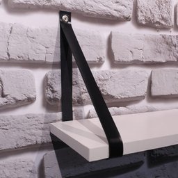 Prateleira com Alças de Couro - MDF de 40cm - Alça Preta - 4