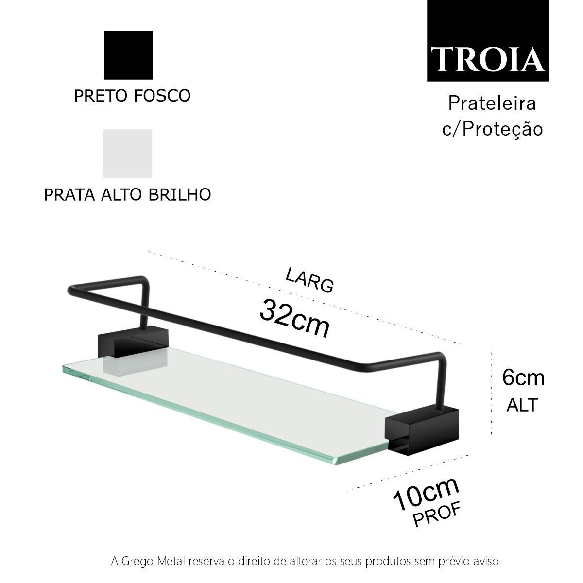 Porta Shampoo de Banheiro com Proteção Grego Metal Suporte Base Quadrada Preto Fosco Troia - 4