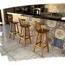 Ver imagem 4 de Banqueta Alta de Madeira com Encosto Country