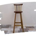 Ver imagem 5 de Banqueta Alta de Madeira com Encosto Country