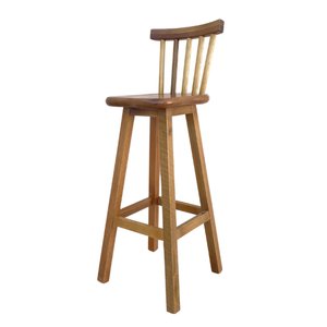 Banqueta Alta de Madeira com Encosto Country