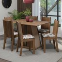 Ver imagem 1 de Conjunto Sala de Jantar Mesa Tampo de Madeira 6 Cadeiras Rustic/crema/hibiscos Sharon Madesa