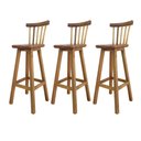 Ver imagem 1 de Kit 3 Banqueta Alta de Madeira com Encosto Country
