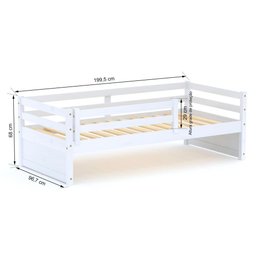 Cama Solteiro Dreams com Grade de Proteção Madeira Maciça Branco Megamobilia - 2