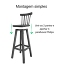 Ver imagem 3 de Kit 4 Banqueta Alta de Madeira com Encosto Country