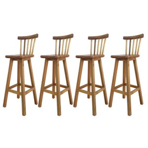 Kit 4 Banqueta Alta de Madeira com Encosto Country