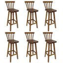 Ver imagem 1 de Kit 6 Banqueta Alta de Madeira com Encosto Country