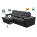 Ver imagem 3 de Sofá Retrátil 3 Lugares 2,30m com Molas Magali Suede Cinza
