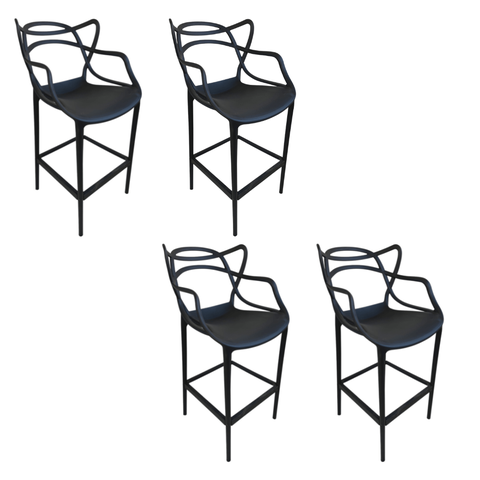 Banquetas Allegra kit com 4 Preto
