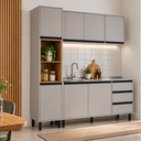 Ver imagem 1 de Cozinha Compacta Tóquio 3 Peças Cinza e Mascavo 220x160cm Casamia