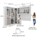 Ver imagem 3 de Quarto Modulado Casal de Canto com Guarda-roupas Maleiro e Cabeceira Alpes Master Luciane Móveis