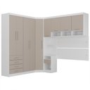 Ver imagem 2 de Quarto Modulado Casal de Canto com Guarda-roupas Maleiro e Cabeceira Alpes Master Luciane Móveis