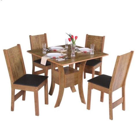Conjunto Mesa Quadrada Mabelly 4 Cadeiras - São Carlos