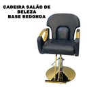 Ver imagem 2 de Cadeira Poltrona Salão de Beleza Maquiagem Fixa Dourada Luxo Moderna Preta Importway Iwcsb-pt