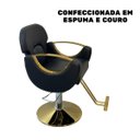 Ver imagem 4 de Cadeira Poltrona Salão de Beleza Maquiagem Fixa Dourada Luxo Moderna Preta Importway Iwcsb-pt